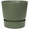 ELHO Pot De Fleurs Rond Greenville 30 - Extérieur - Ø 29,5 X H 27,8 Cm - Vert Feuille