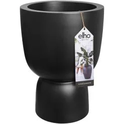 Pot De Fleurs Rond En Plastique Extérieur/intérieur Ø 35 Cm Elho Pure Coupe Noir - Noir