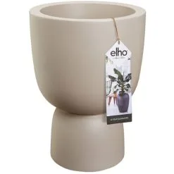 Pot De Fleurs Rond En Plastique Extérieur/intérieur Ø 41 Cm Elho Pure Coupe Greige - Beige