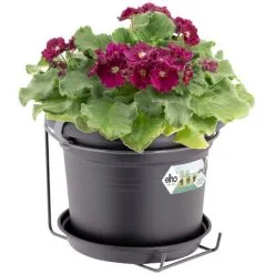 ELHO Jardinière Ronde Pot De Fleur Noir 2,5L Bac à Fleurs En Plastique Pour Jardin Terrasse Décoration