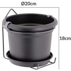 ELHO Jardinière Ronde Pot De Fleur Noir 2,5L Bac à Fleurs En Plastique Pour Jardin Terrasse Décoration -ELHO Soldes 50267152 4