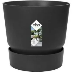 ELHO Pot De Fleurs Rond Greenville 30 - Extérieur - Ø 29,5 X H 27,8 Cm - Vivre Noir