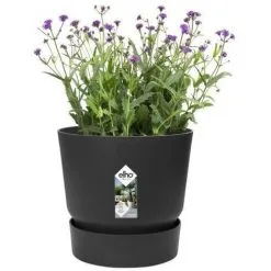 ELHO Pot De Fleurs Rond Greenville 30 - Extérieur - Ø 29,5 X H 27,8 Cm - Vivre Noir -ELHO Soldes 50896491 3
