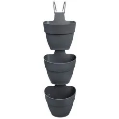 3 Balconnières En Plastique Elho Vibia Campana Forêt Verticale Anthracite - Ø 17 Cm - Vert