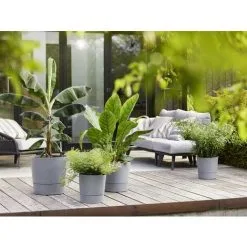 Pot De Fleurs Rond Extérieur/intérieur Ø 43 Cm Elho Aqua Care Greensense Gris Ciment - Gris -ELHO Soldes 53650098 5