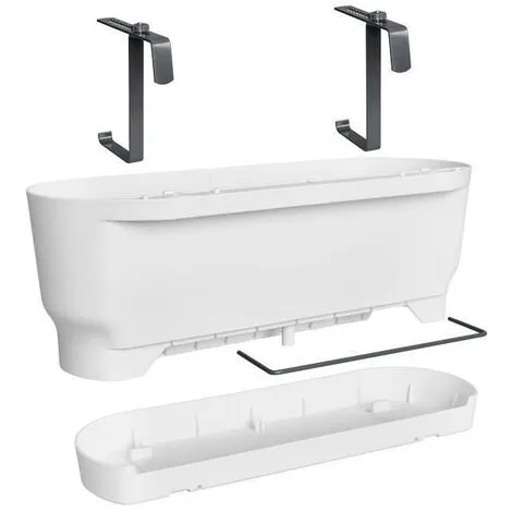ELHO - Pot De Fleurs - Greenville Easy Balcony 52 - Blanc - Balcon - L 21.2 X W 52 X H 19.4 Cm 1 ELHO - Pot De Fleurs - Greenville Easy Balcony 52 - Blanc - Balcon - L 21.2 X W 52 X H 19.4 Cm