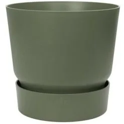 ELHO Pot De Fleurs Rond Greenville 25 - Extérieur - Ø 24,48 X H 23,31 Cm - Vert Feuille