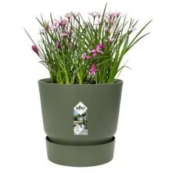 ELHO Pot De Fleurs Rond Greenville 25 - Extérieur - Ø 24,48 X H 23,31 Cm - Vert Feuille -ELHO Soldes 58552771 4