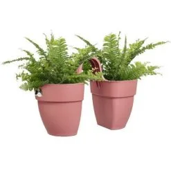 ELHO - Pot De Fleurs - Vibia Campana Flower Twin 21 - Rose Poussiere - Balcon Extérieur - L 38.4 X W 20.5 X H 26.5 Cm