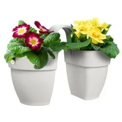 ELHO - Pot De Fleurs - Vibia Campana Flower Twin 21 - Blanc Soie - Balcon Extérieur - L 38.4 X W 20.5 X H 26.5 Cm