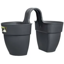 ELHO - Pot De Fleurs - Vibia Campana Flower Twin 21 - Anthracite - Balcon Extérieur - L 38.4 X W 20.5 X H 26.5 Cm