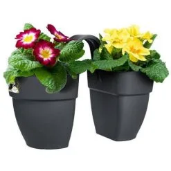 ELHO - Pot De Fleurs - Vibia Campana Flower Twin 21 - Anthracite - Balcon Extérieur - L 38.4 X W 20.5 X H 26.5 Cm -ELHO Soldes 60113208 3