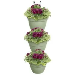 ELHO - Pot De Fleurs - Vibia Campana Foret Vertical Set/3 - Vert Pistache - Balcon Extérieur - L 17.1 X W 20.7 X H 29.7 Cm -ELHO Soldes 60113493 3