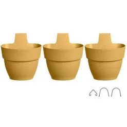 ELHO - Pot De Fleurs - Vibia Campana Foret Vertical Set/3 - Jaune Miel - Balcon Extérieur - L 17.1 X W 20.7 X H 29.7 Cm