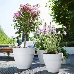 ELHO Bac à Fleurs Rond Ou Carré Jardinière Blanc En Plastique Pour Extérieur Jardin Terrasse Pot De Fleurs Rund/11,3 Liter (de) -ELHO Soldes 67451876 3
