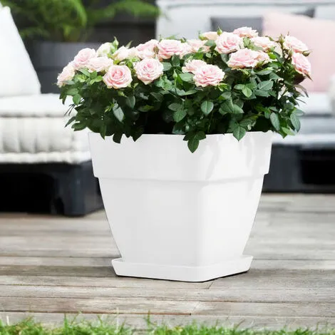 ELHO Bac à Fleurs Rond Ou Carré Jardinière Blanc En Plastique Pour Extérieur Jardin Terrasse Pot De Fleurs Eckig/15 Liter (de) 1 ELHO Bac à Fleurs Rond Ou Carré Jardinière Blanc En Plastique Pour Extérieur Jardin Terrasse Pot De Fleurs Eckig/15 Liter (de)