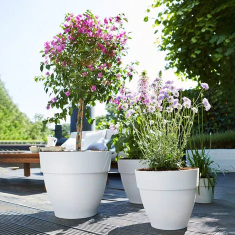 ELHO Bac à Fleurs Rond Ou Carré Jardinière Blanc En Plastique Pour Extérieur Jardin Terrasse Pot De Fleurs Rund/46 Liter (de) 3 ELHO Bac à Fleurs Rond Ou Carré Jardinière Blanc En Plastique Pour Extérieur Jardin Terrasse Pot De Fleurs Rund/46 Liter (de) – Image 3