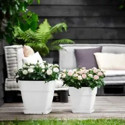 ELHO Bac à Fleurs Rond Ou Carré Jardinière Blanc En Plastique Pour Extérieur Jardin Terrasse Pot De Fleurs Eckig/30 Liter (de) -ELHO Soldes 67451888 3